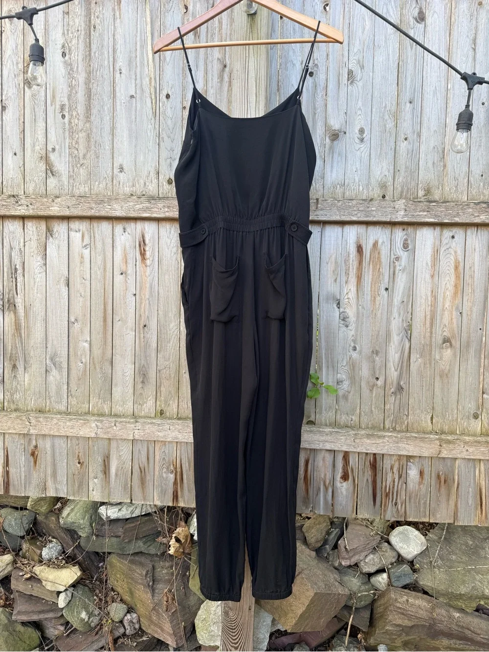 Theory Silk Black Spaghetti-Strap Jumpsuit Comfort Travel Elegant Chic - Picture 4 of 5